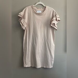 Current Elliott Carina Ruffle T Shirt Dress in cream tan size small
